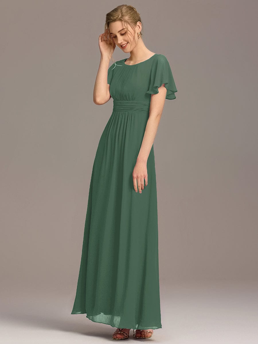 KIMORA|Simple Chiffon Pleated A-Line Bridesmaid Dress