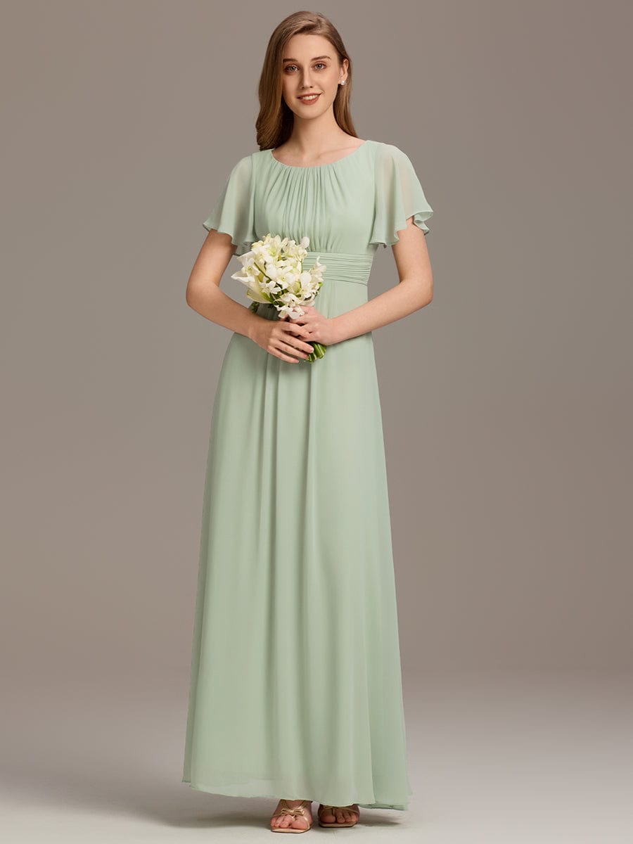 KIMORA|Simple Chiffon Pleated A-Line Bridesmaid Dress