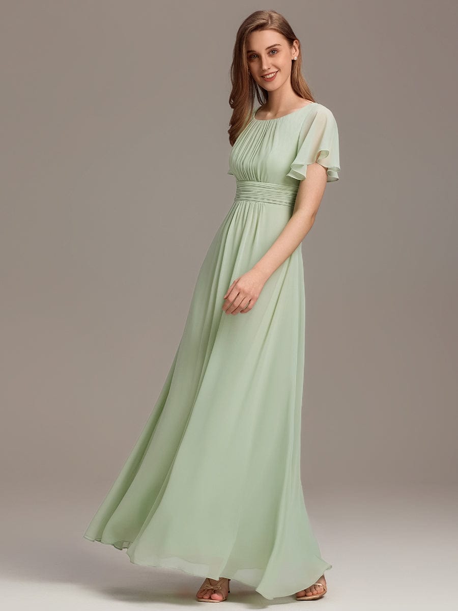 KIMORA|Simple Chiffon Pleated A-Line Bridesmaid Dress