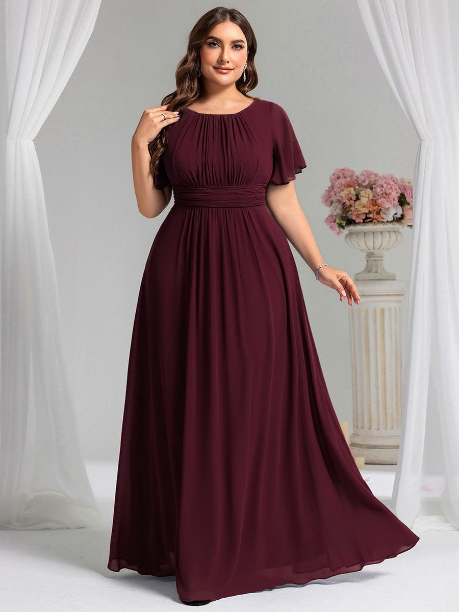 pretty KIMORA|Plus Size Simple Chiffon Pleated A-Line Bridesmaid Dress
