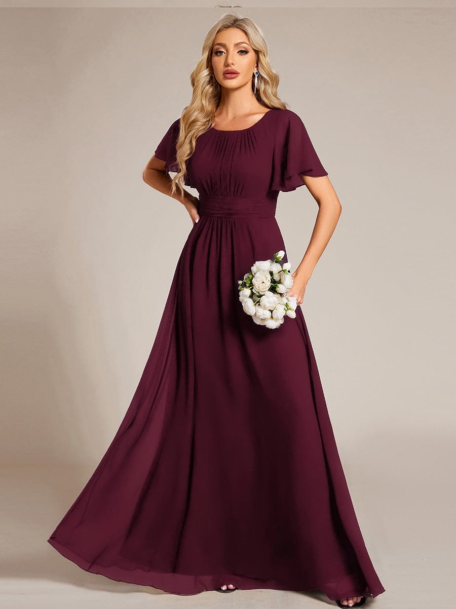 KIMORA|Simple Chiffon Pleated A-Line Bridesmaid Dress