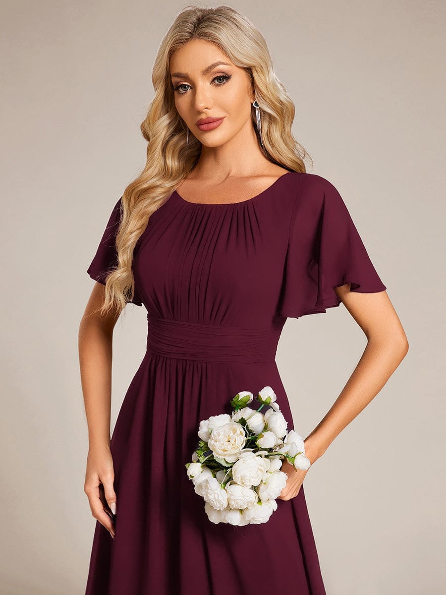 KIMORA|Simple Chiffon Pleated A-Line Bridesmaid Dress