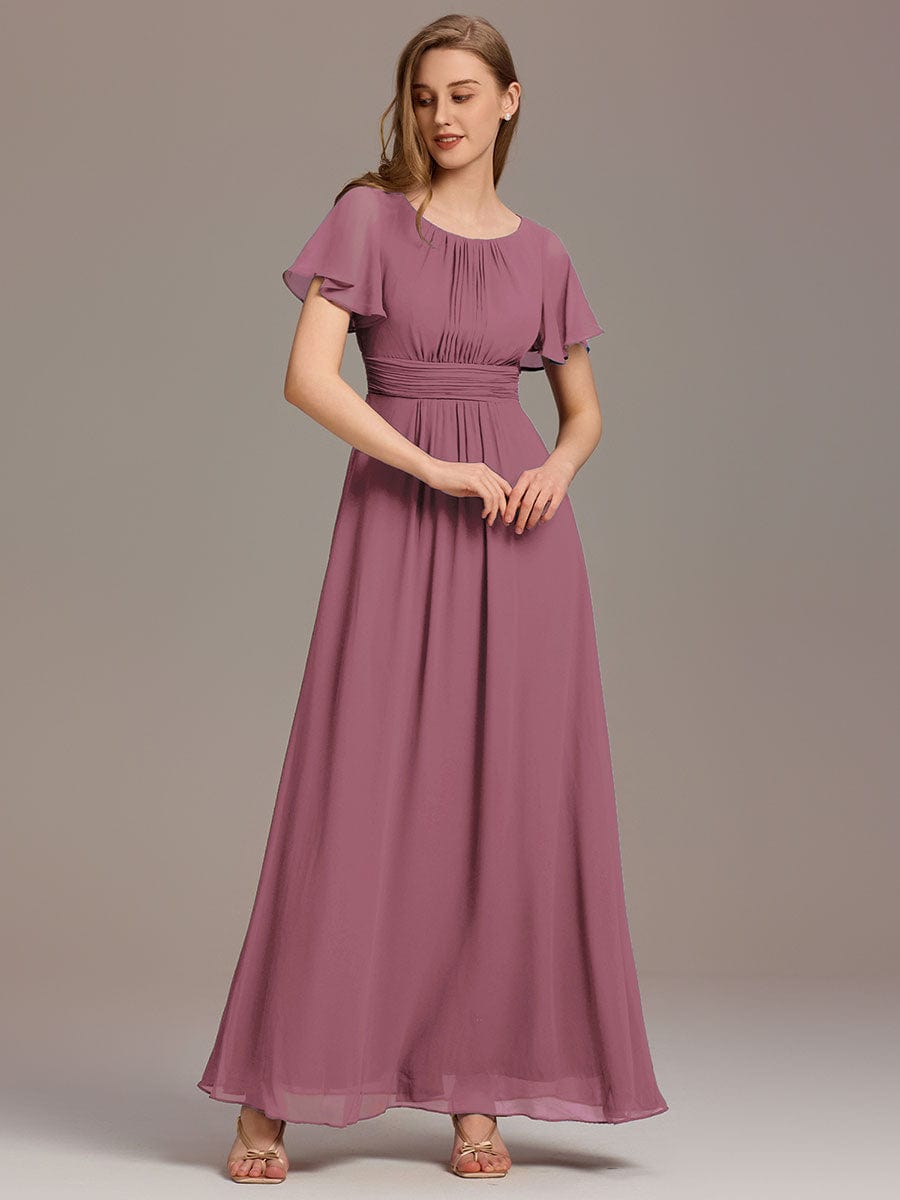 KIMORA|Simple Chiffon Pleated A-Line Bridesmaid Dress