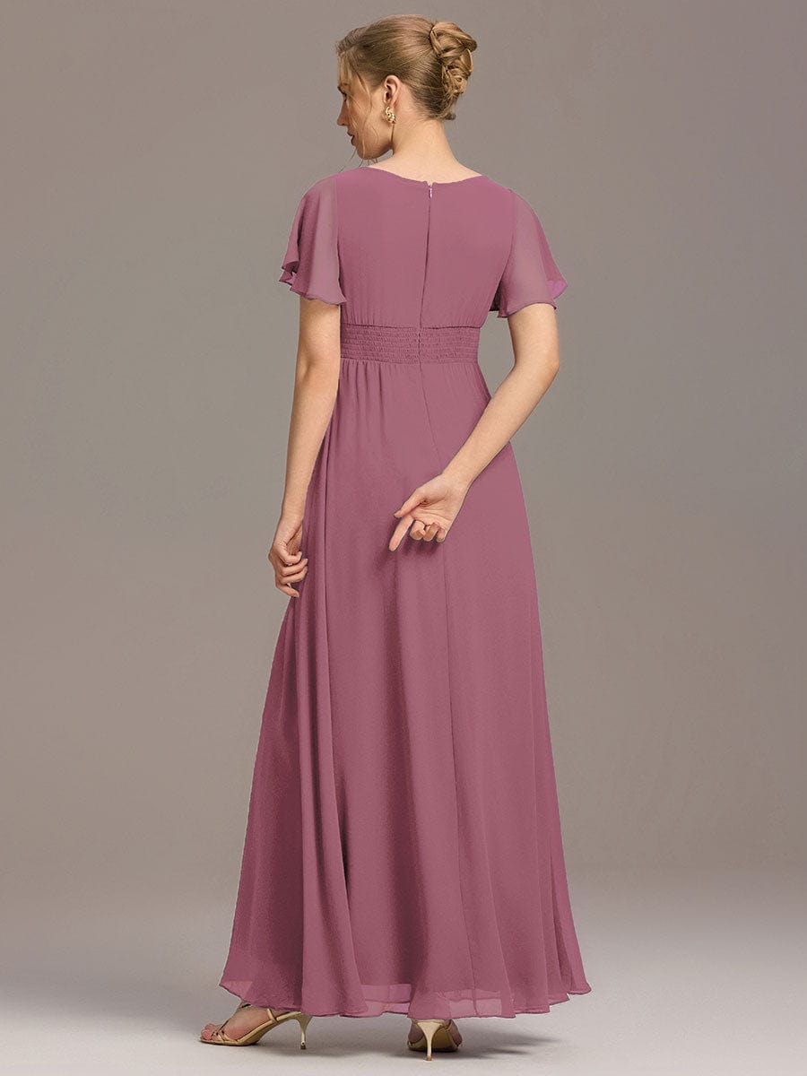 KIMORA|Simple Chiffon Pleated A-Line Bridesmaid Dress