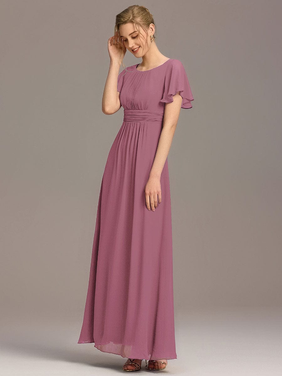 KIMORA|Simple Chiffon Pleated A-Line Bridesmaid Dress