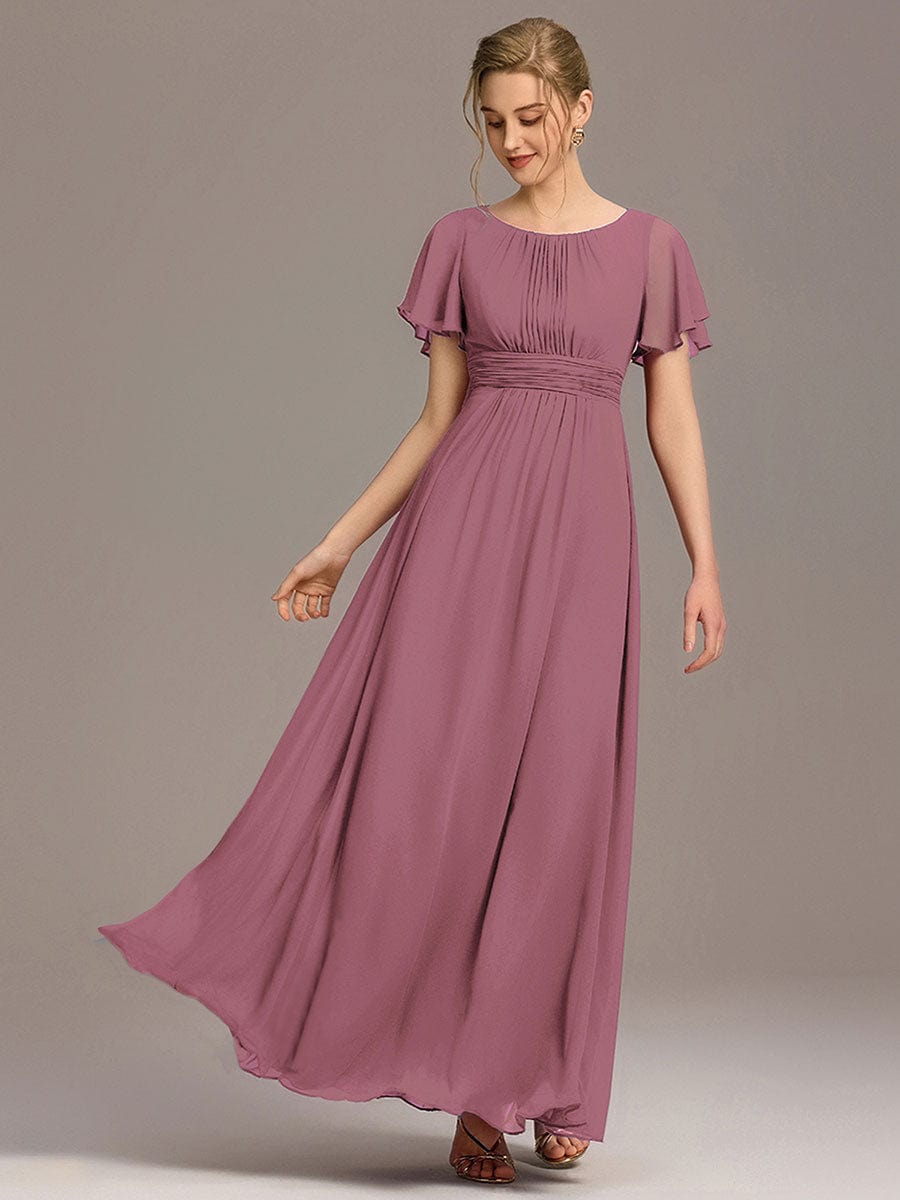 KIMORA|Simple Chiffon Pleated A-Line Bridesmaid Dress