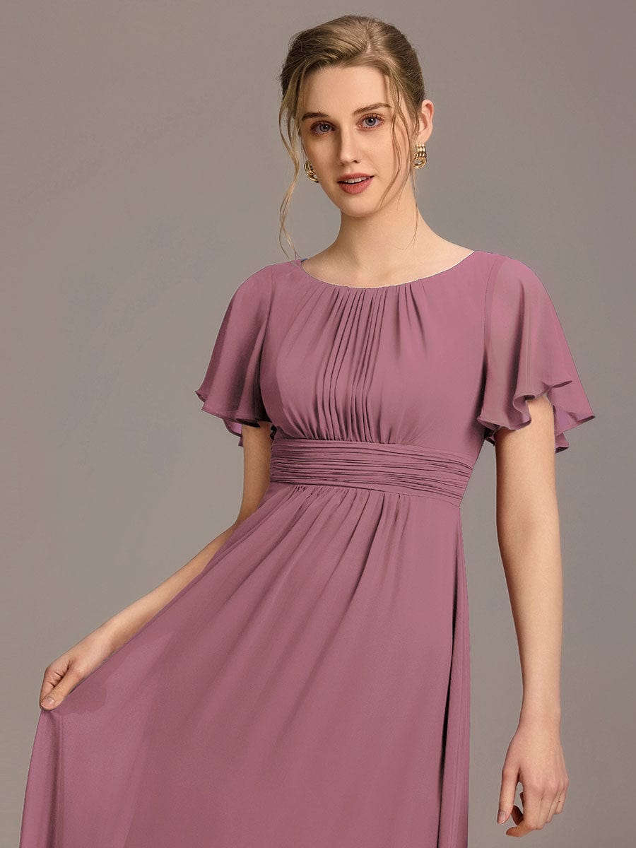 KIMORA|Simple Chiffon Pleated A-Line Bridesmaid Dress
