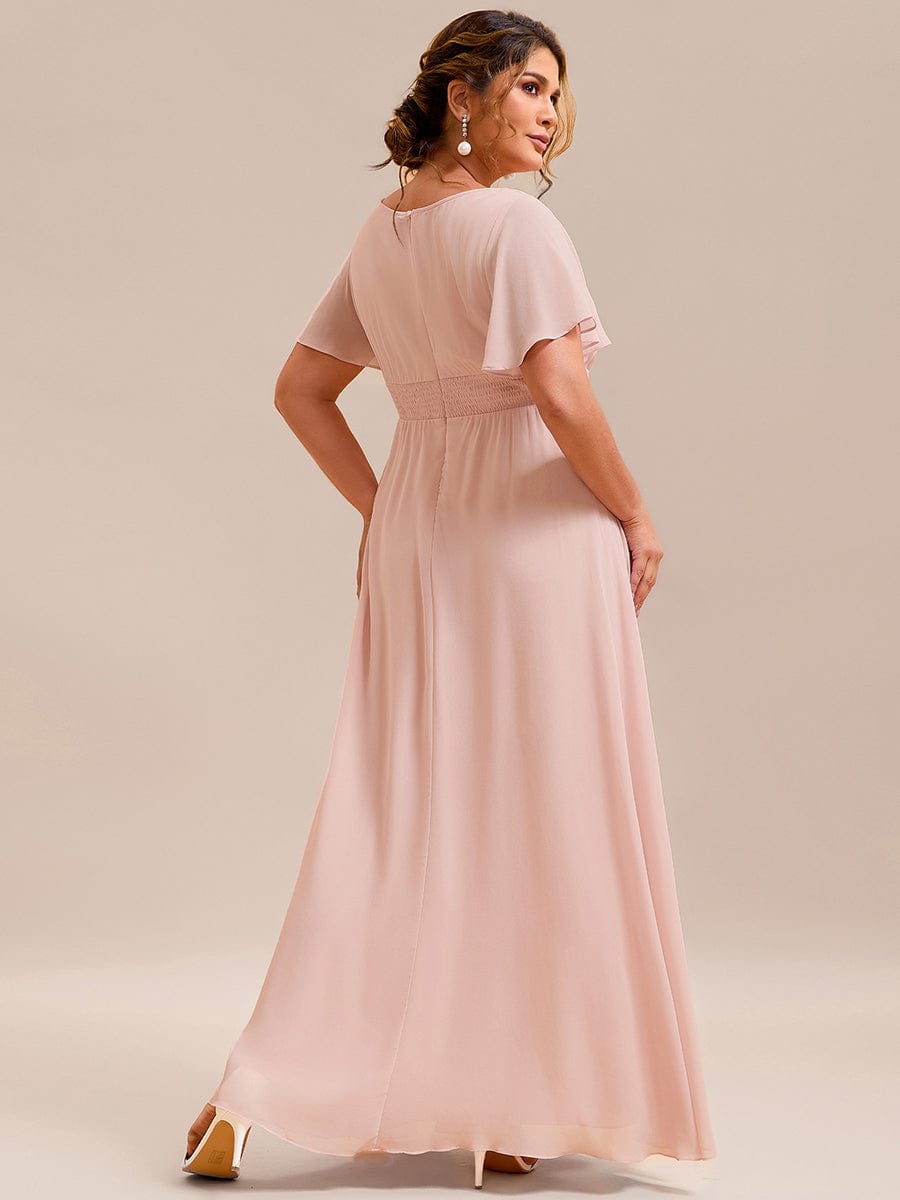 pretty KIMORA|Plus Size Simple Chiffon Pleated A-Line Bridesmaid Dress