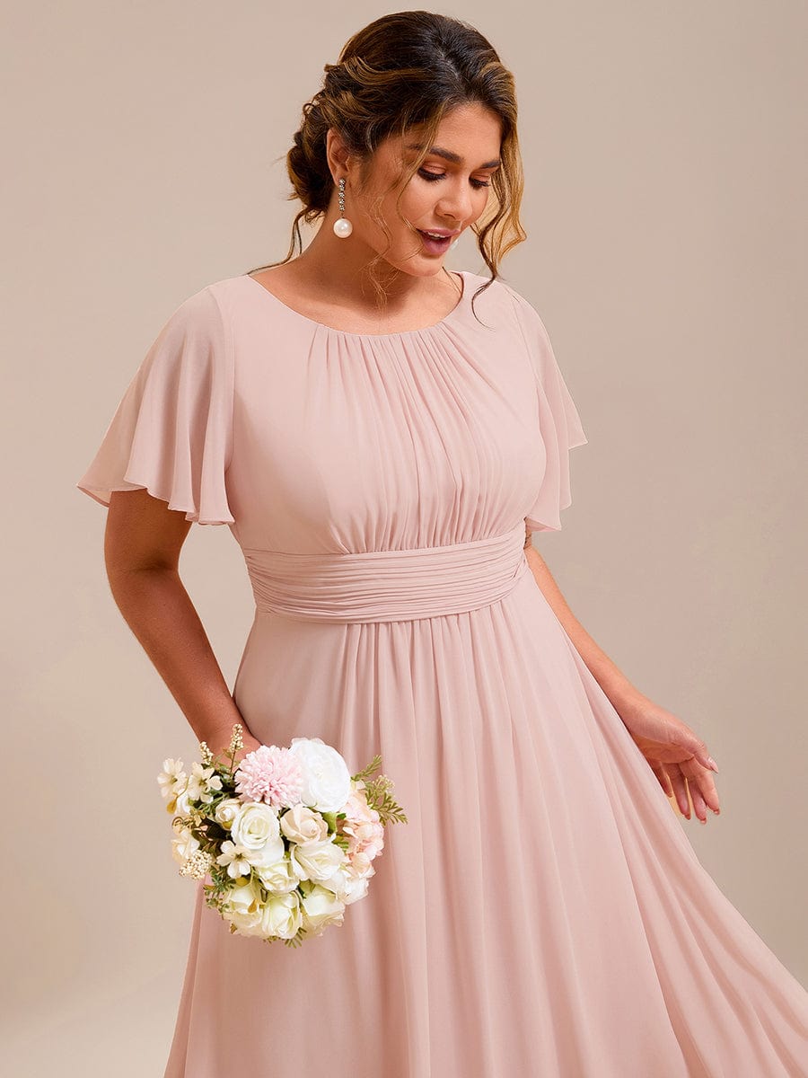 KIMORA|Simple Chiffon Pleated A-Line Bridesmaid Dress