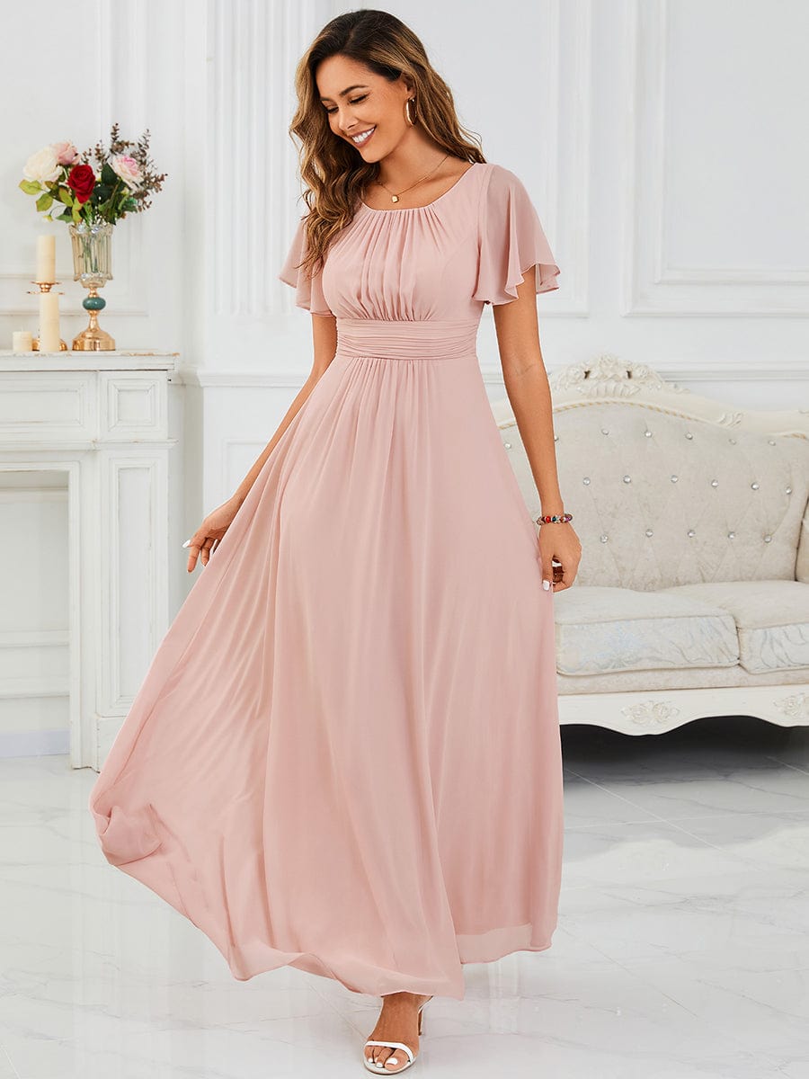 KIMORA|Simple Chiffon Pleated A-Line Bridesmaid Dress