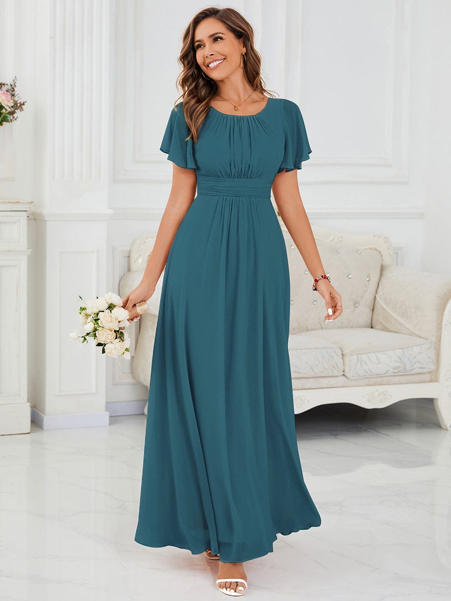 KIMORA|Simple Chiffon Pleated A-Line Bridesmaid Dress
