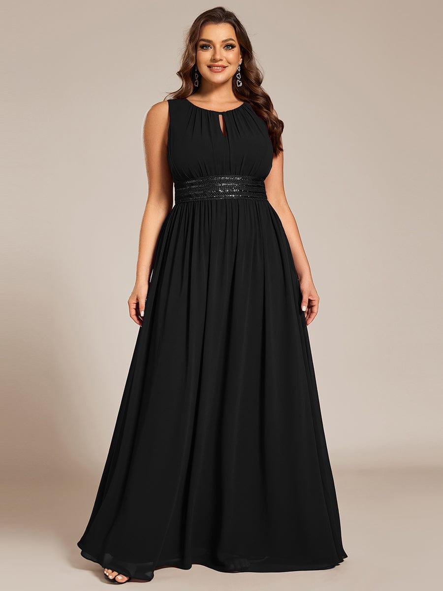 KALIA|Simple Sleeveless A-line Chiffon Bridesmaid Dress with Hollow Out Detail
