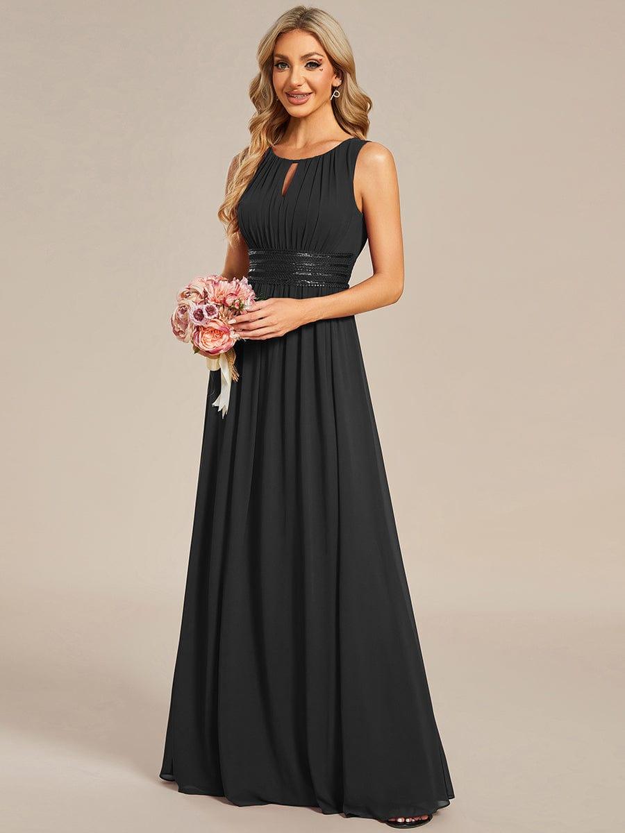 KALIA|Simple Sleeveless A-line Chiffon Bridesmaid Dress with Hollow Out Detail