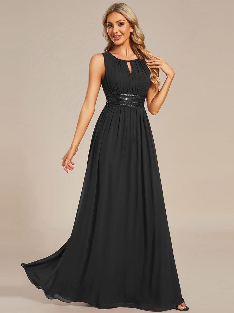 KALIA|Simple Sleeveless A-line Chiffon Bridesmaid Dress with Hollow Out Detail