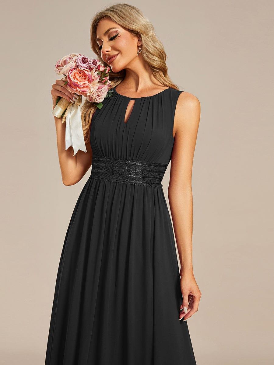 KALIA|Simple Sleeveless A-line Chiffon Bridesmaid Dress with Hollow Out Detail