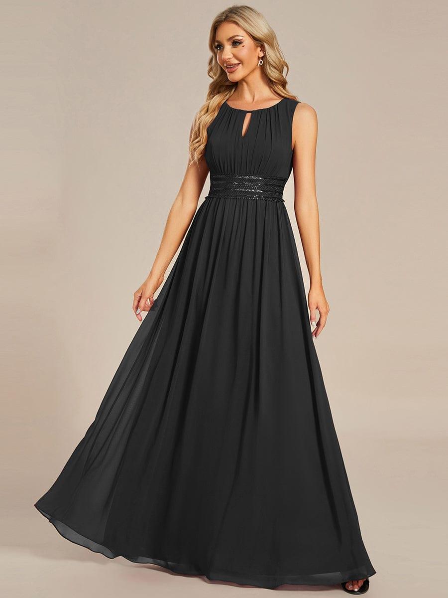 KALIA|Simple Sleeveless A-line Chiffon Bridesmaid Dress with Hollow Out Detail