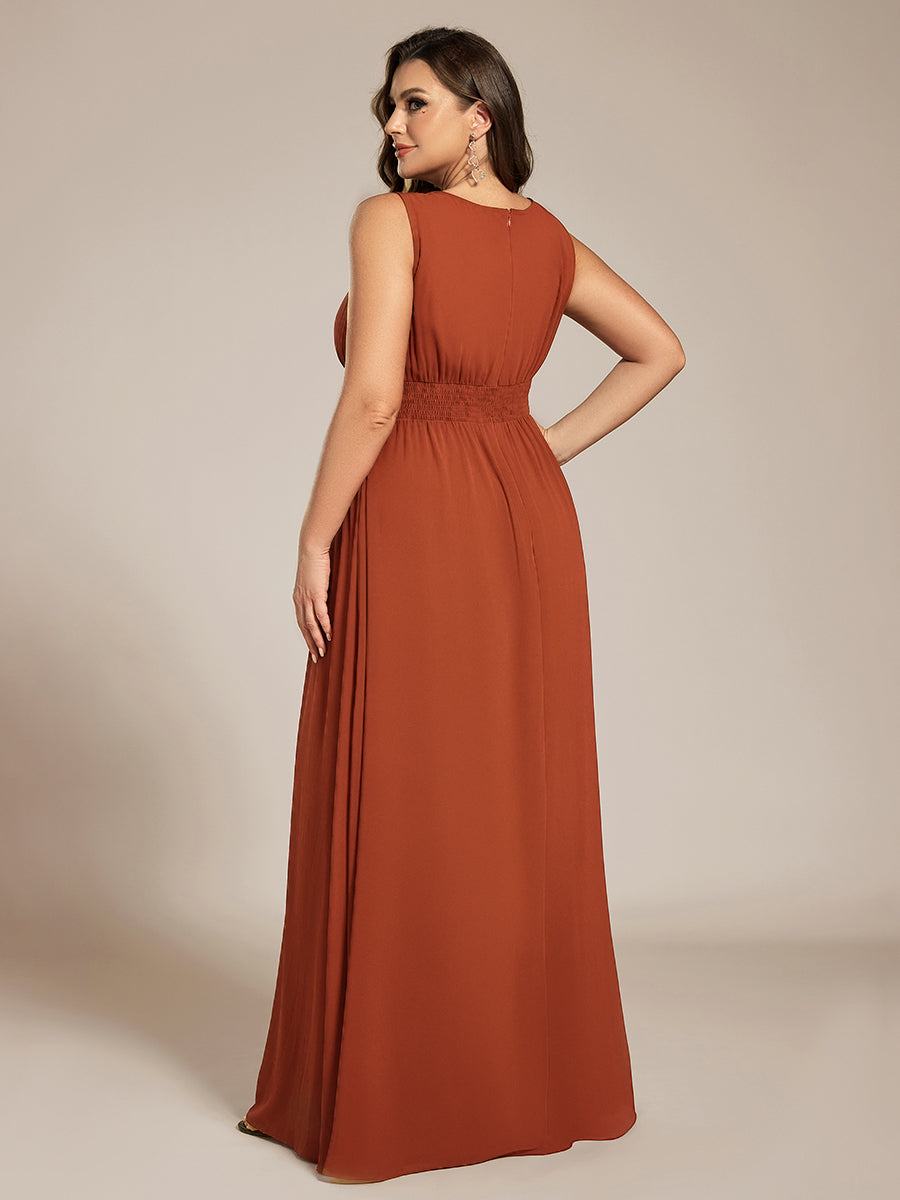 pretty KALIA|Plus Size Hollow Out Sleeveless Empire Waist Chiffon Bridesmaid Dress