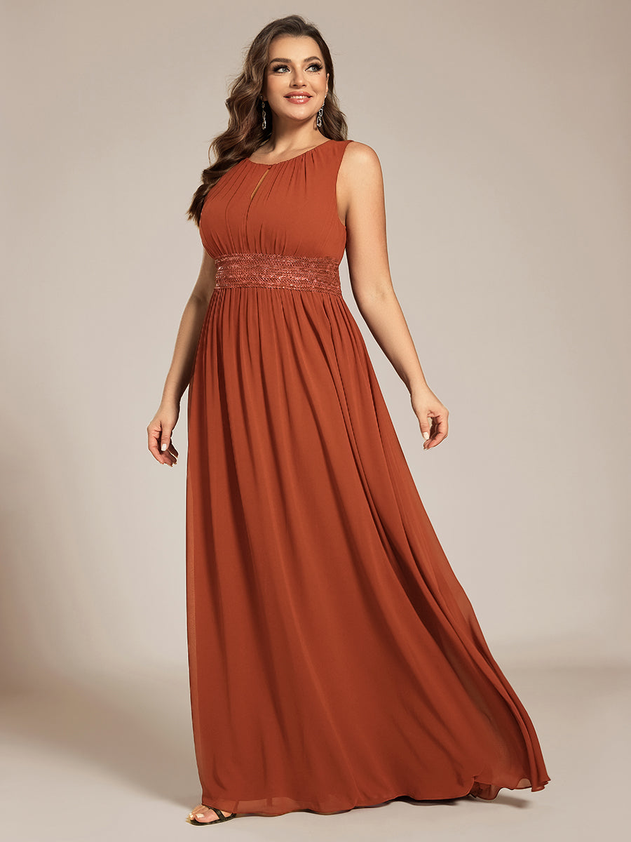 KALIA|Simple Sleeveless A-line Chiffon Bridesmaid Dress with Hollow Out Detail