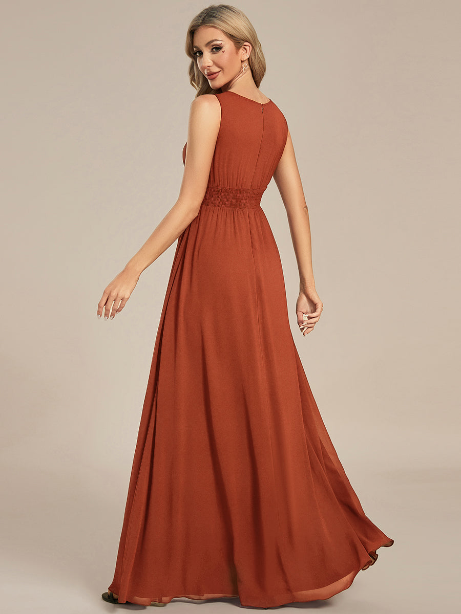 KALIA|Simple Sleeveless A-line Chiffon Bridesmaid Dress with Hollow Out Detail