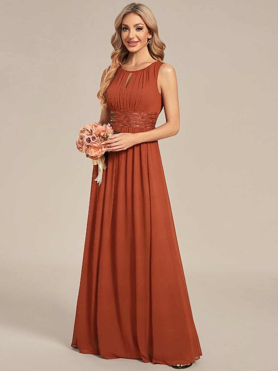 KALIA|Simple Sleeveless A-line Chiffon Bridesmaid Dress with Hollow Out Detail