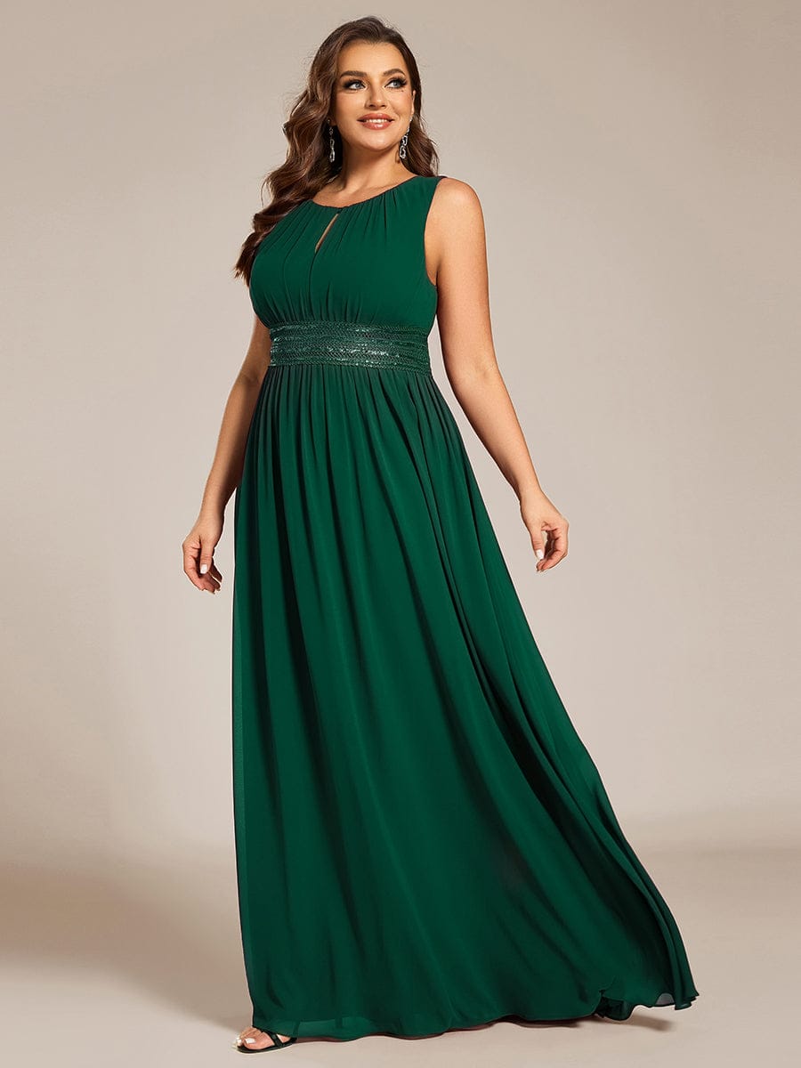 KALIA|Simple Sleeveless A-line Chiffon Bridesmaid Dress with Hollow Out Detail