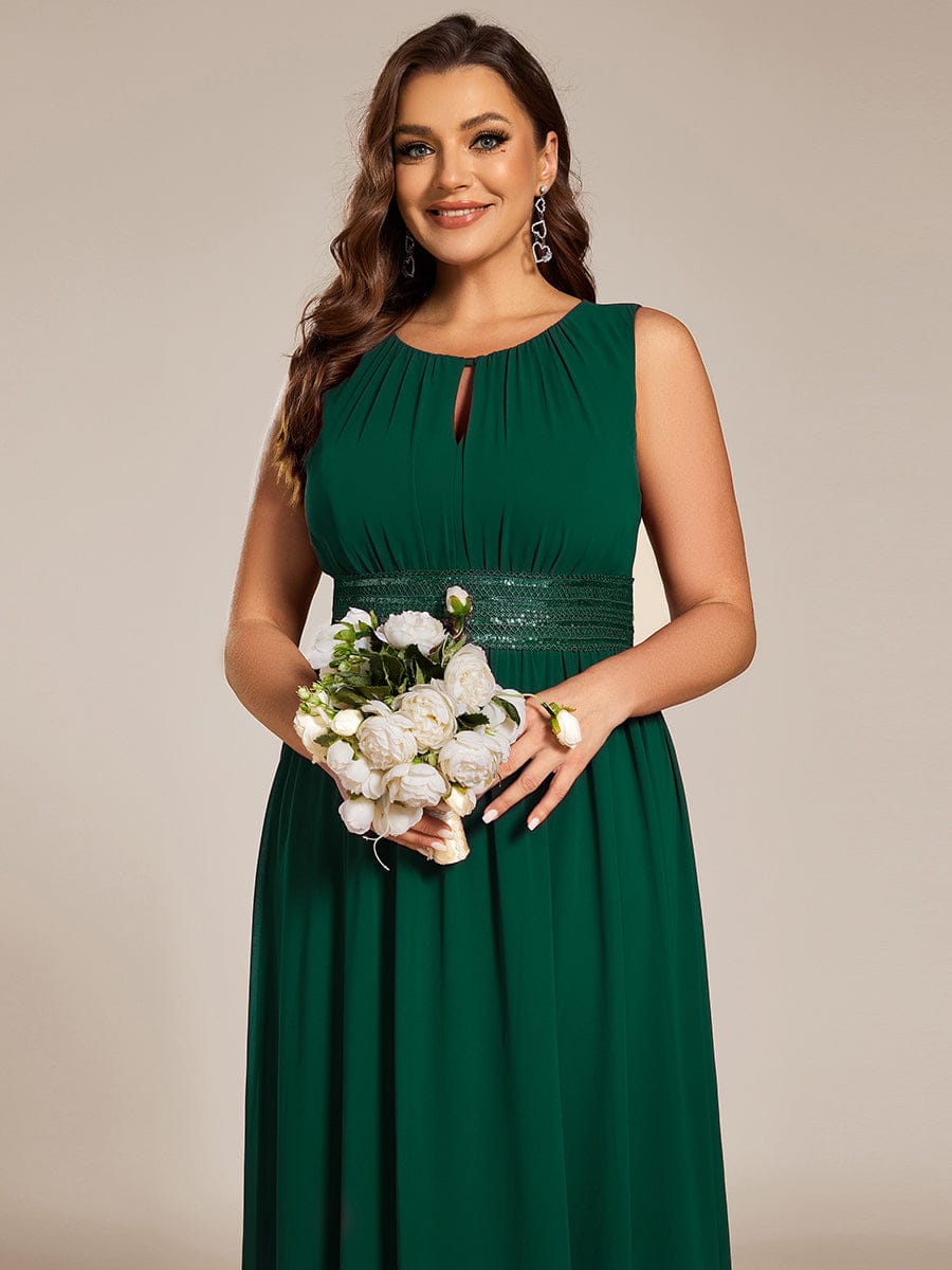 KALIA|Simple Sleeveless A-line Chiffon Bridesmaid Dress with Hollow Out Detail