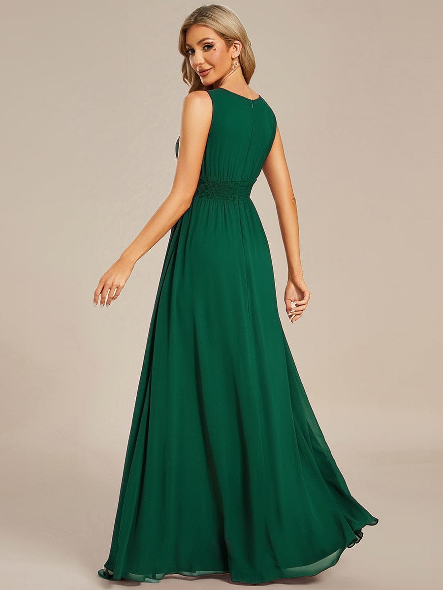 KALIA|Simple Sleeveless A-line Chiffon Bridesmaid Dress with Hollow Out Detail