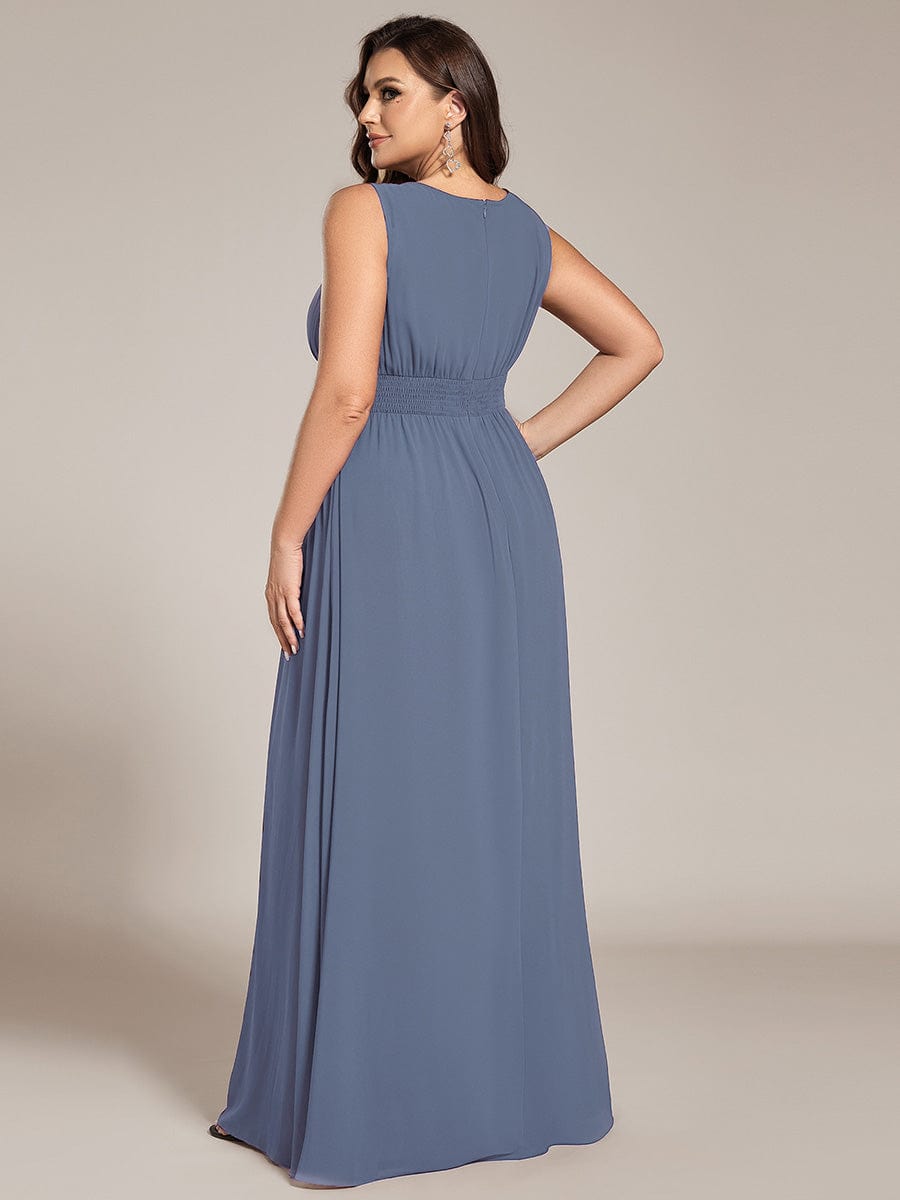 KALIA|Simple Sleeveless A-line Chiffon Bridesmaid Dress with Hollow Out Detail