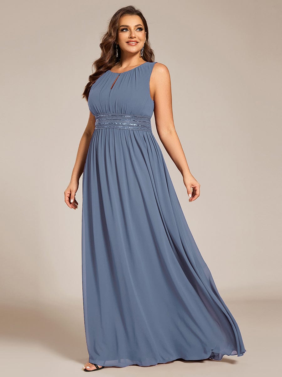 pretty KALIA|Plus Size Hollow Out Sleeveless Empire Waist Chiffon Bridesmaid Dress