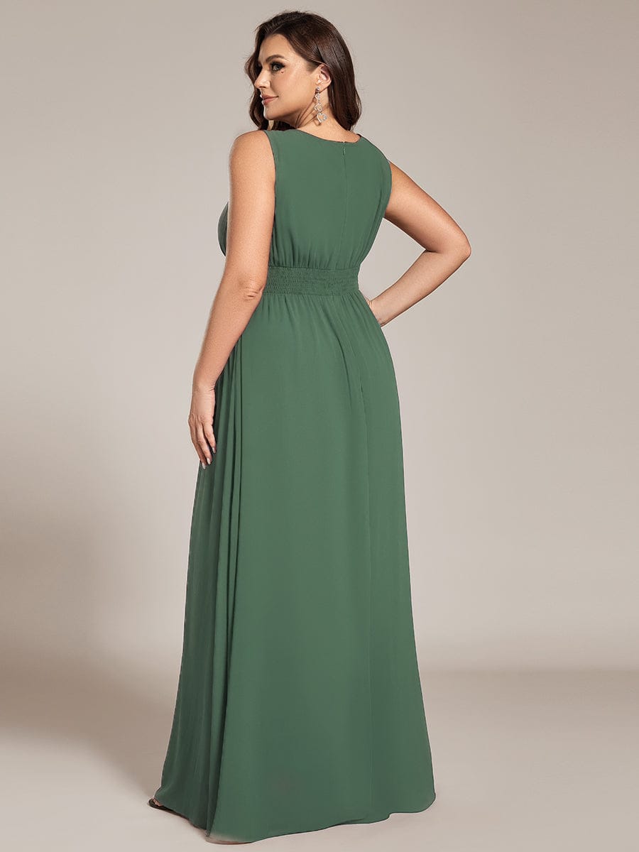 KALIA|Simple Sleeveless A-line Chiffon Bridesmaid Dress with Hollow Out Detail