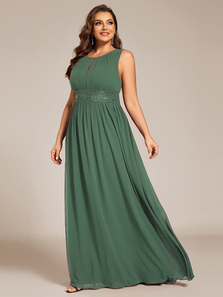 pretty KALIA|Plus Size Hollow Out Sleeveless Empire Waist Chiffon Bridesmaid Dress