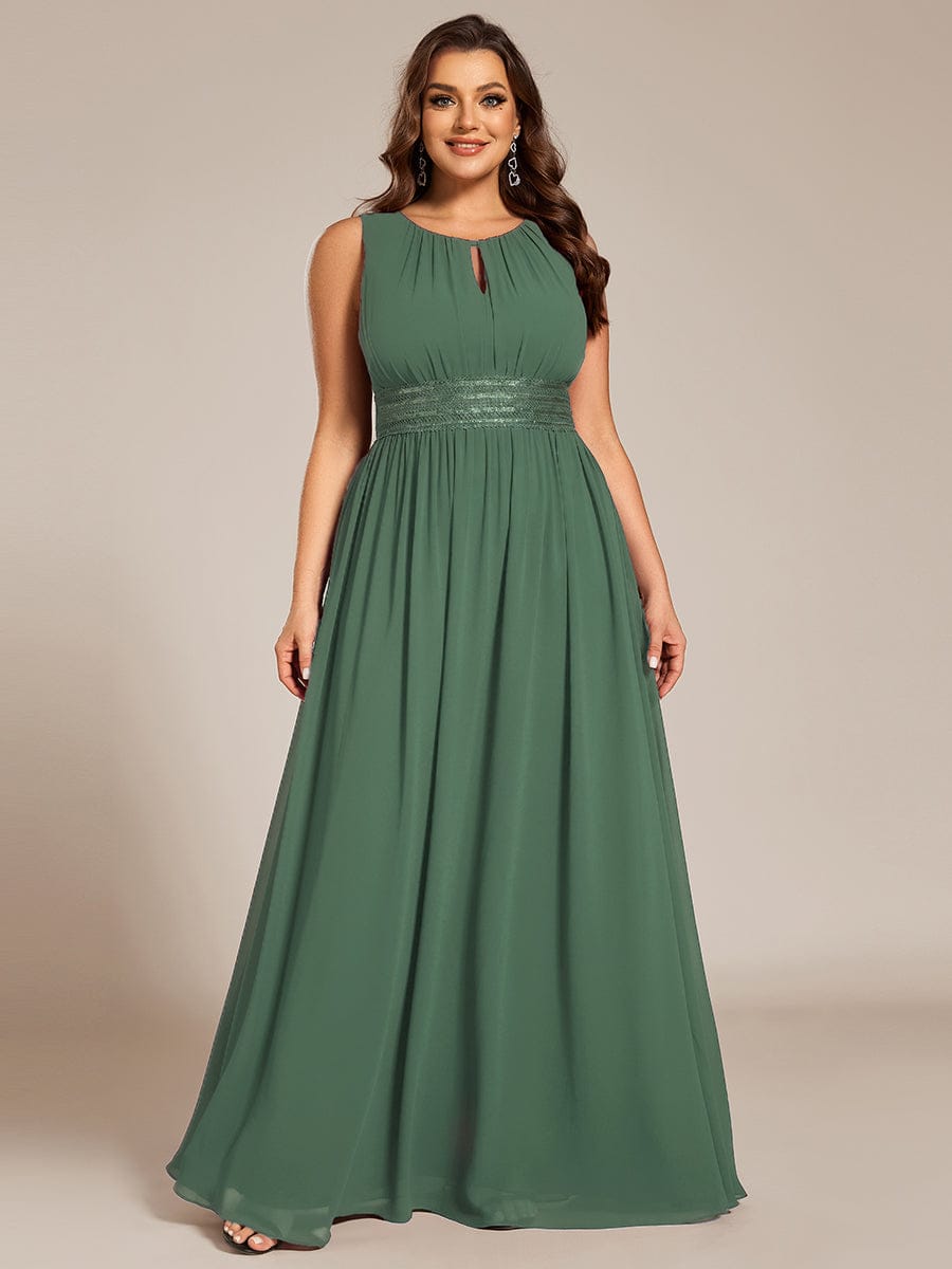 pretty KALIA|Plus Size Hollow Out Sleeveless Empire Waist Chiffon Bridesmaid Dress