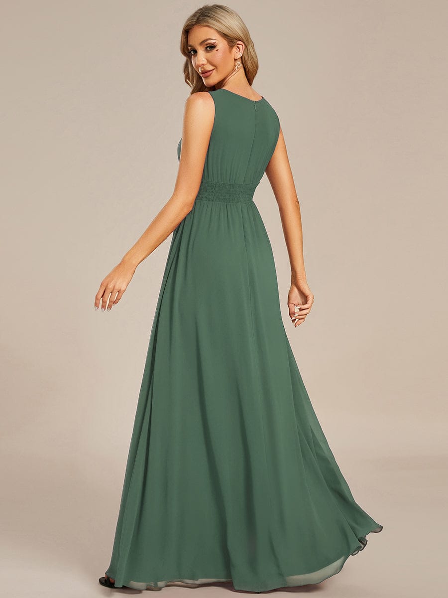 KALIA|Simple Sleeveless A-line Chiffon Bridesmaid Dress with Hollow Out Detail