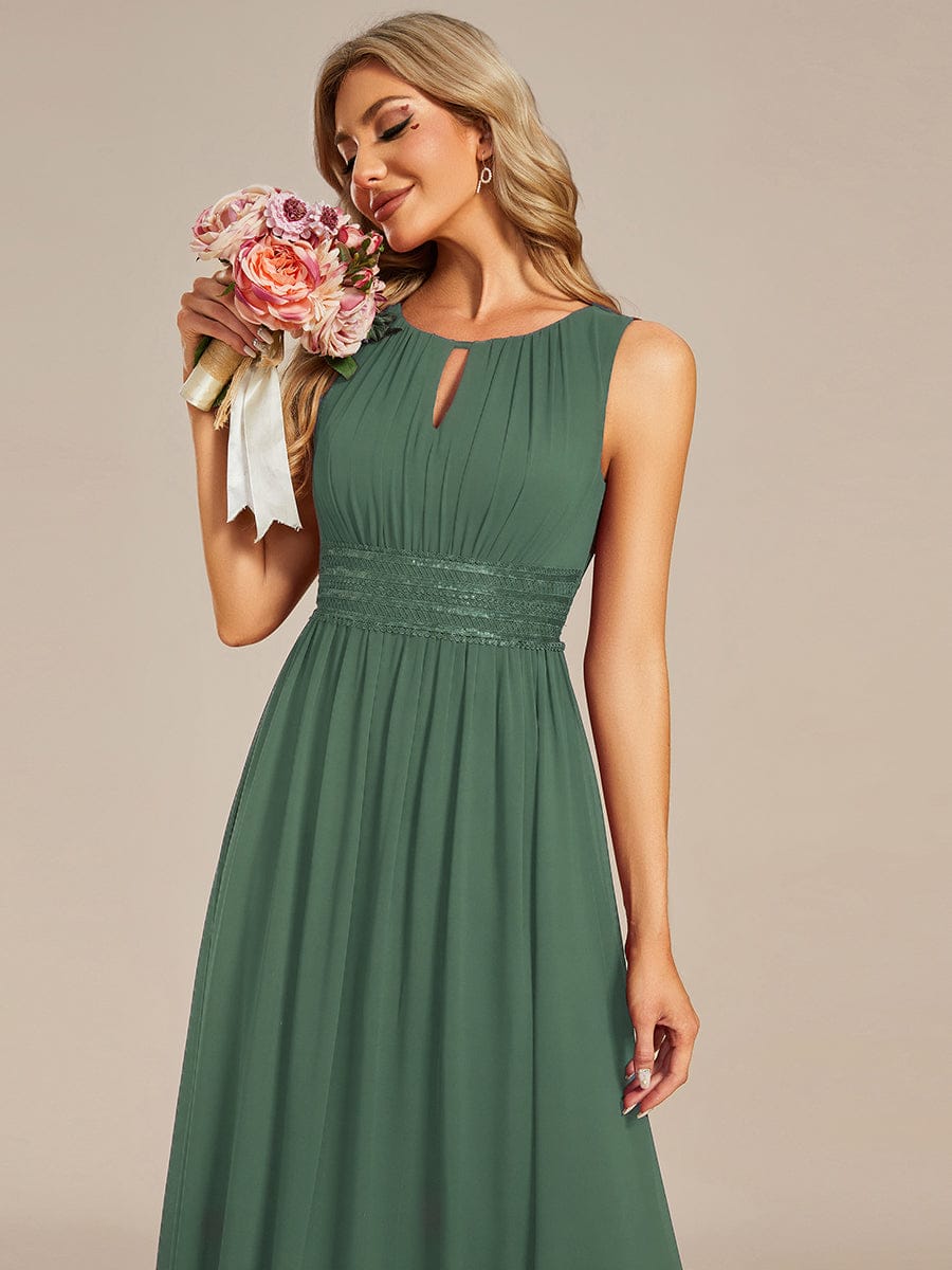 KALIA|Simple Sleeveless A-line Chiffon Bridesmaid Dress with Hollow Out Detail