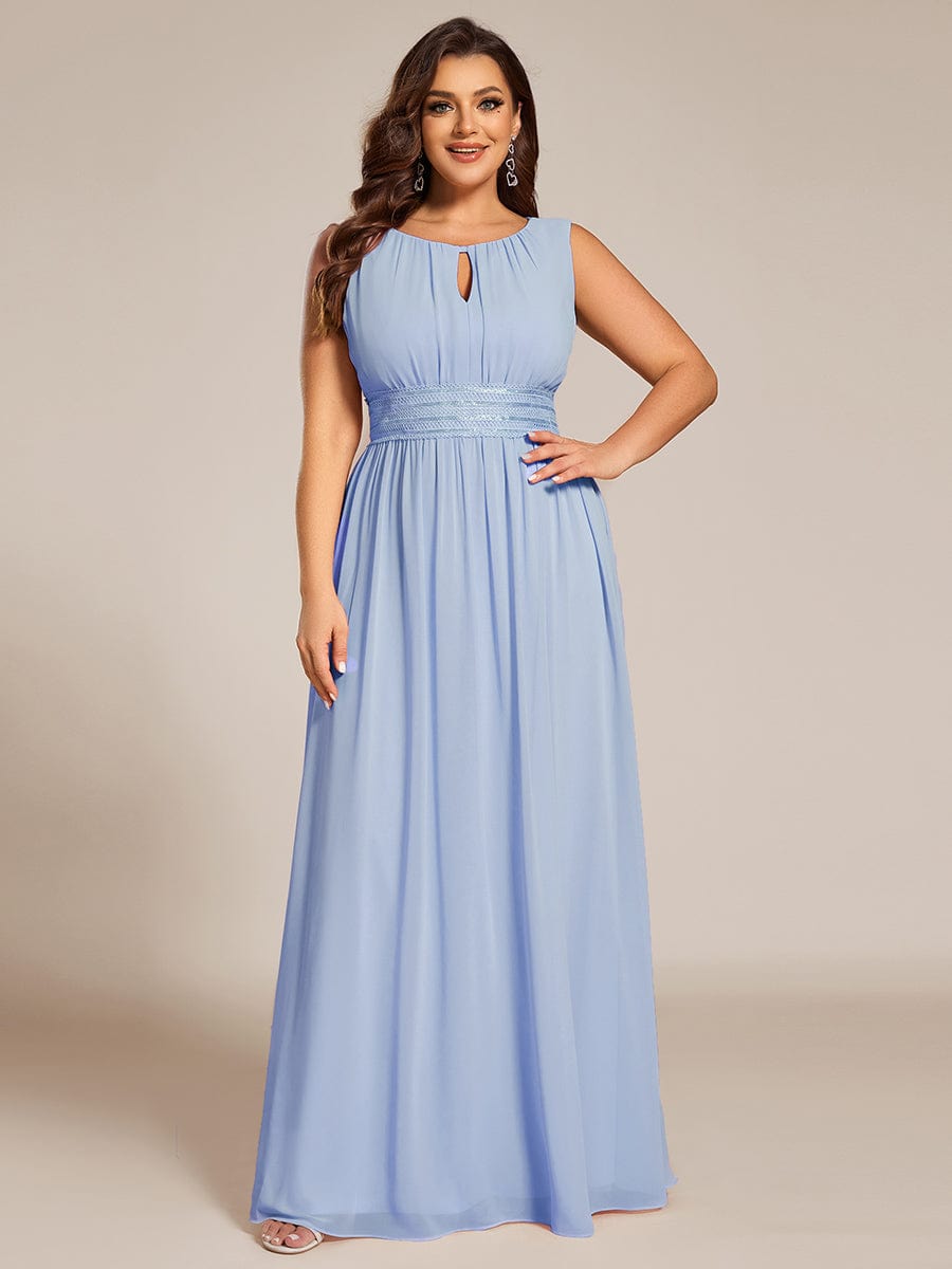 KALIA|Simple Sleeveless A-line Chiffon Bridesmaid Dress with Hollow Out Detail
