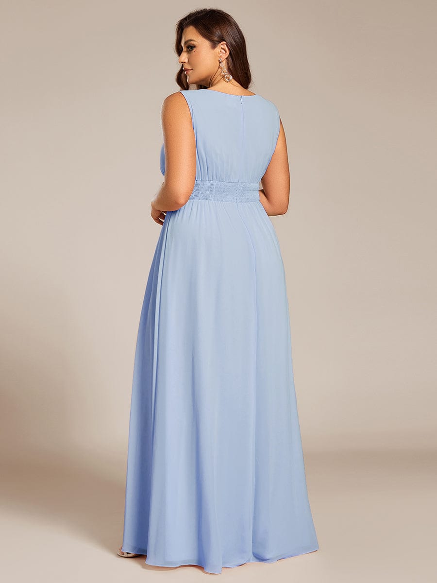 KALIA|Simple Sleeveless A-line Chiffon Bridesmaid Dress with Hollow Out Detail