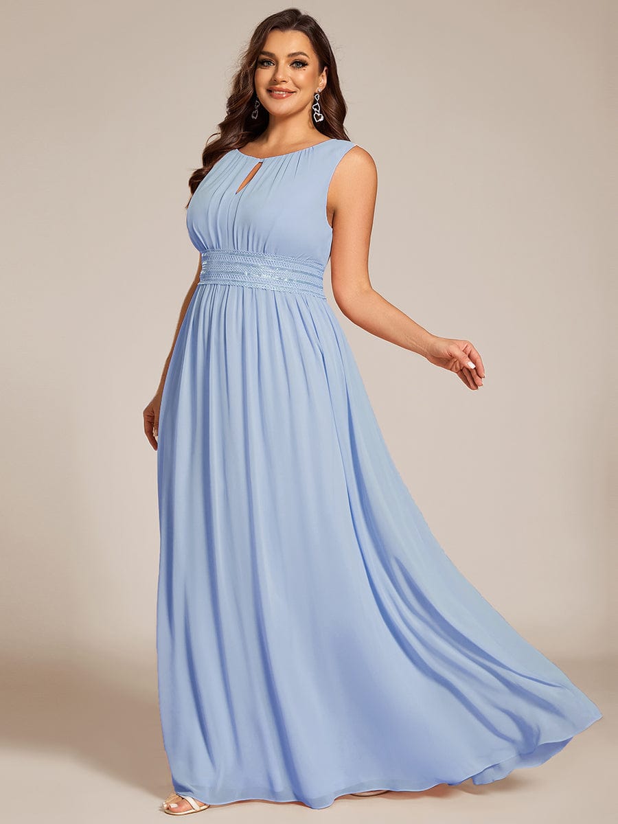 KALIA|Simple Sleeveless A-line Chiffon Bridesmaid Dress with Hollow Out Detail