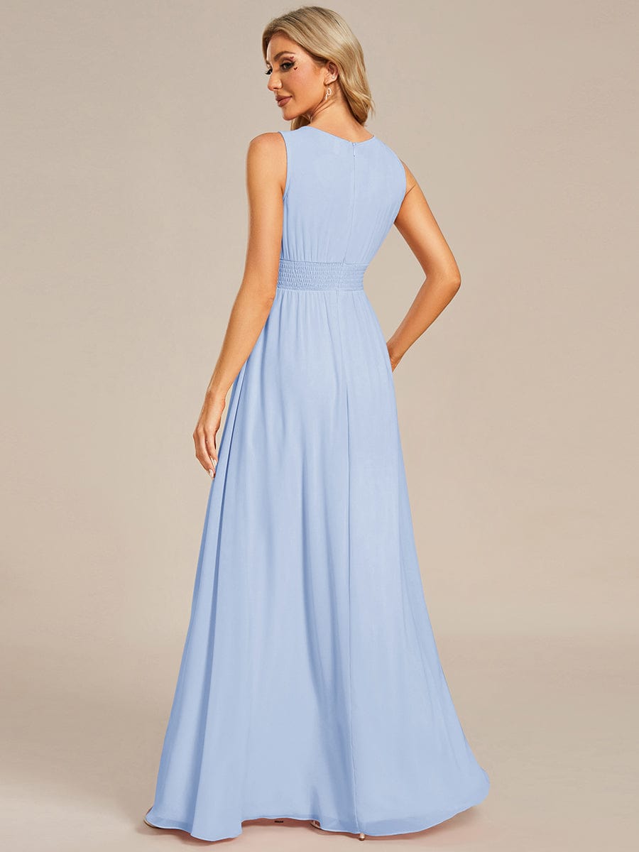KALIA|Simple Sleeveless A-line Chiffon Bridesmaid Dress with Hollow Out Detail