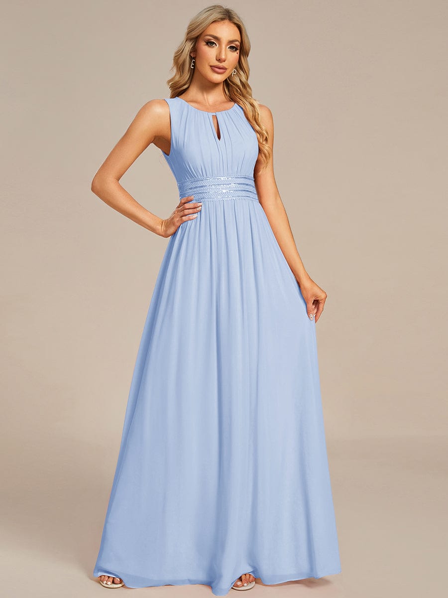 KALIA|Simple Sleeveless A-line Chiffon Bridesmaid Dress with Hollow Out Detail