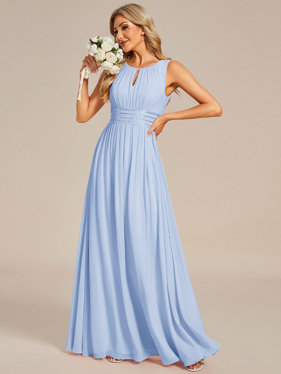 KALIA|Simple Sleeveless A-line Chiffon Bridesmaid Dress with Hollow Out Detail