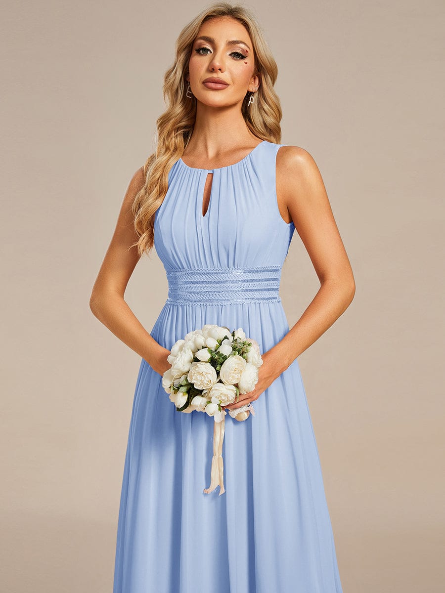 KALIA|Simple Sleeveless A-line Chiffon Bridesmaid Dress with Hollow Out Detail