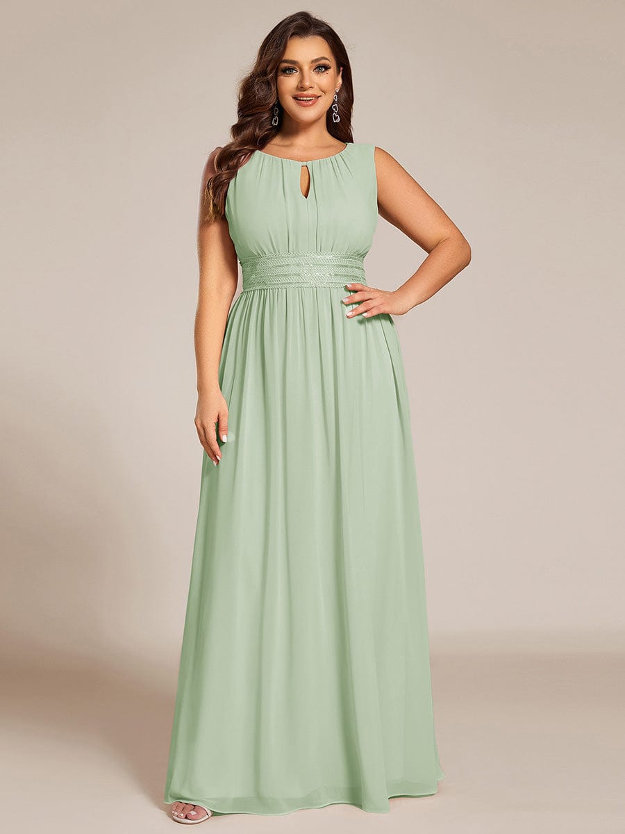 KALIA|Simple Sleeveless A-line Chiffon Bridesmaid Dress with Hollow Out Detail