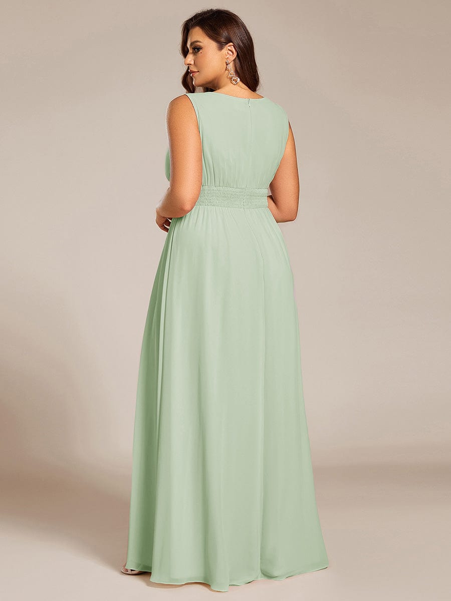 KALIA|Simple Sleeveless A-line Chiffon Bridesmaid Dress with Hollow Out Detail