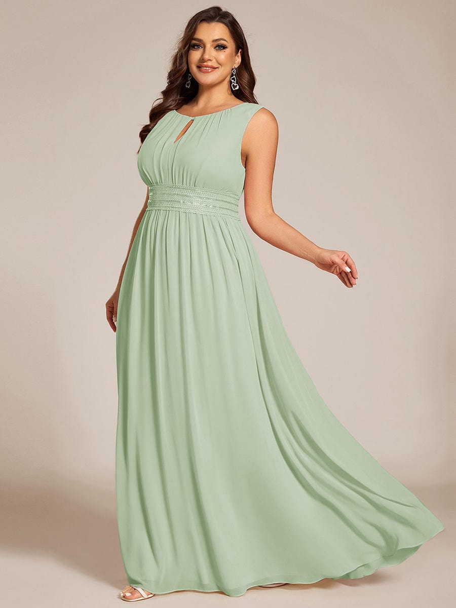 KALIA|Simple Sleeveless A-line Chiffon Bridesmaid Dress with Hollow Out Detail