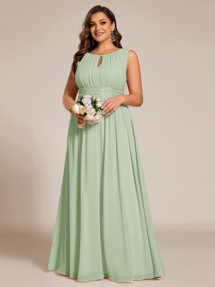 KALIA|Simple Sleeveless A-line Chiffon Bridesmaid Dress with Hollow Out Detail