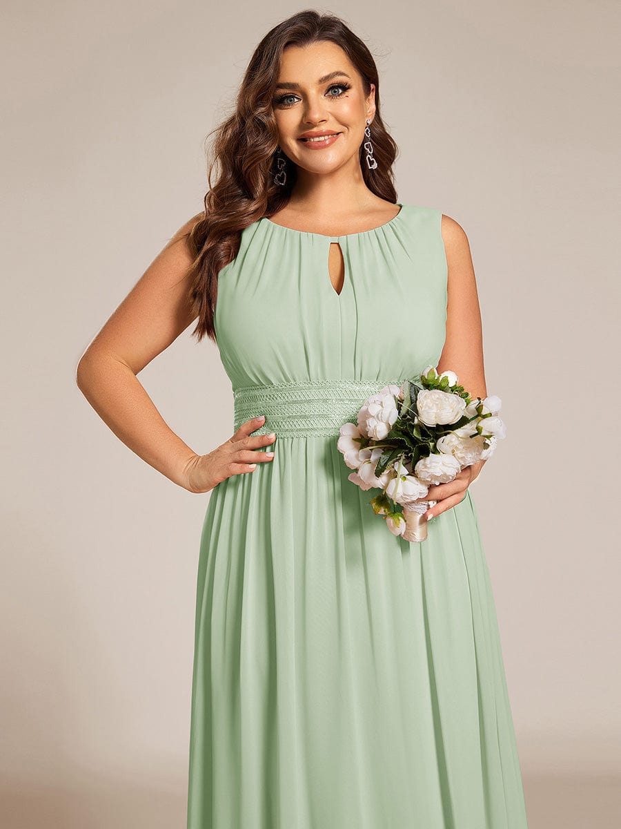 KALIA|Simple Sleeveless A-line Chiffon Bridesmaid Dress with Hollow Out Detail