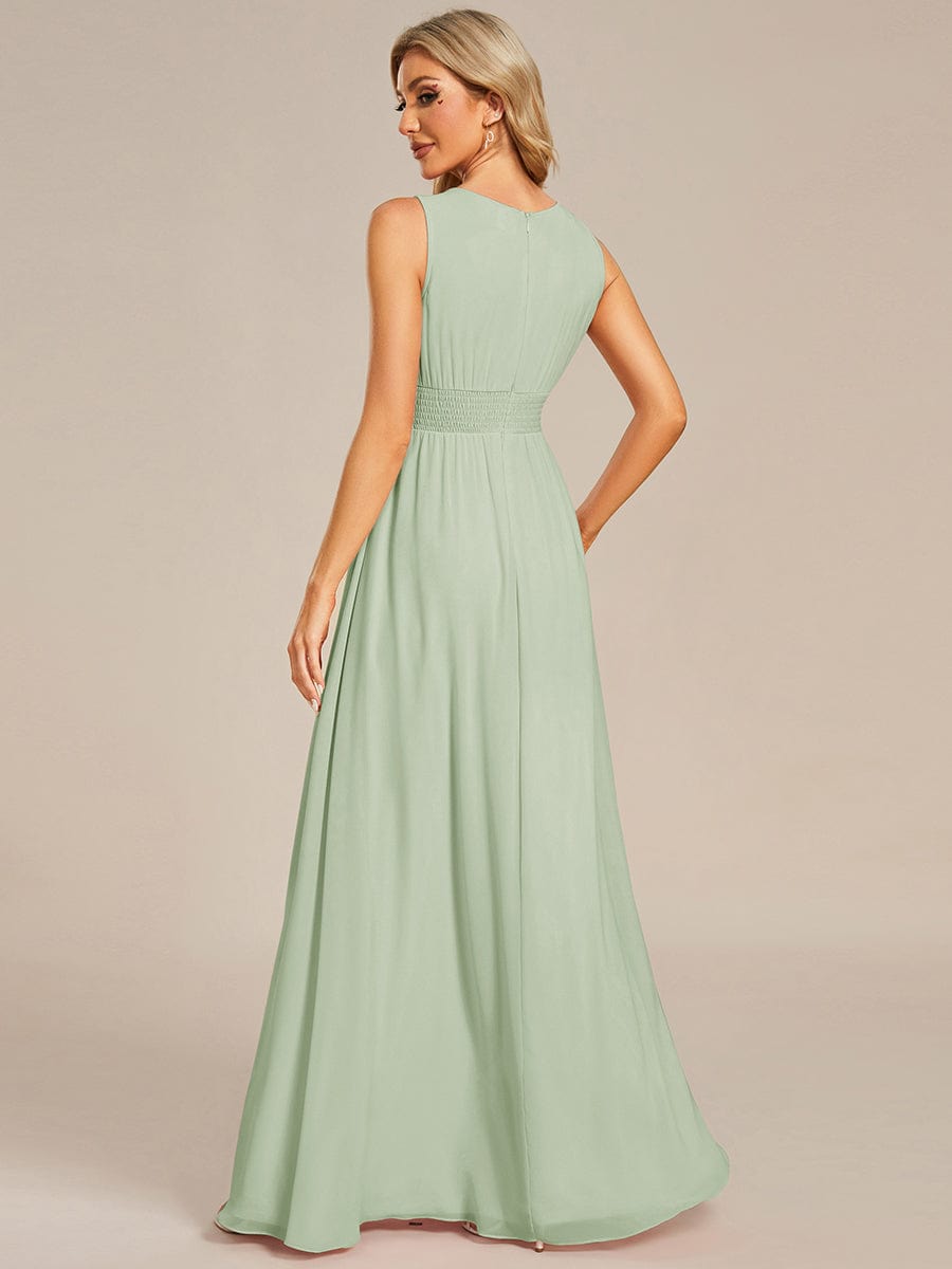 KALIA|Simple Sleeveless A-line Chiffon Bridesmaid Dress with Hollow Out Detail