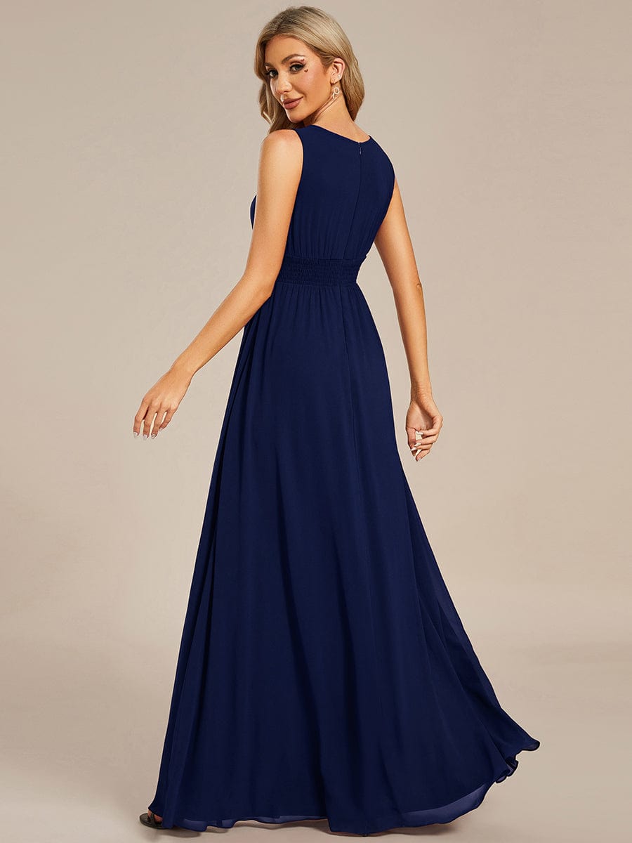 KALIA|Simple Sleeveless A-line Chiffon Bridesmaid Dress with Hollow Out Detail