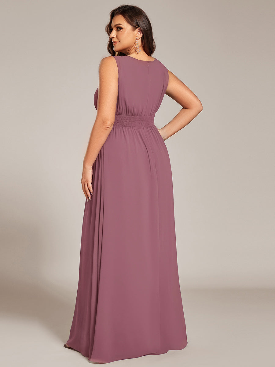 KALIA|Simple Sleeveless A-line Chiffon Bridesmaid Dress with Hollow Out Detail