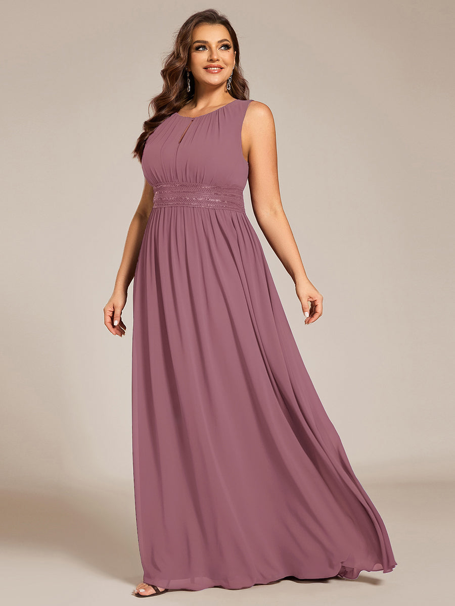pretty KALIA|Plus Size Hollow Out Sleeveless Empire Waist Chiffon Bridesmaid Dress